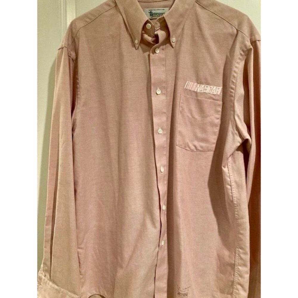 NASCAR Men’s Pink Long Sleeve Button Down Shirt by Motorsport Traditions Size L